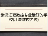 武汉江夏数控专业最好的学校(江夏数控名校)
