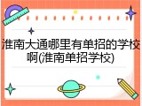 淮南大通哪里有单招的学校啊(淮南单招学校)
