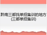 黔南三都找单招集训的地方(三都单招集训)
