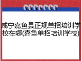 咸宁嘉鱼县正规单招培训学校在哪(嘉鱼单招培训学校)