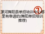 漯河舞阳县单招培训中心哪里有靠谱的(舞阳单招培训推荐)
