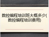 数控编程培训班大概多少(数控编程培训费用)