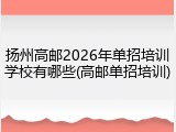 扬州高邮2026年单招培训学校有哪些(高邮单招培训)