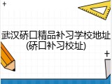 武汉硚口精品补习学校地址(硚口补习校址)