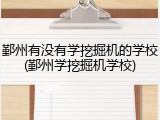 鄞州有没有学挖掘机的学校(鄞州学挖掘机学校)