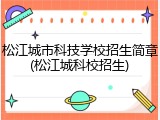 松江城市科技学校招生简章(松江城科校招生)