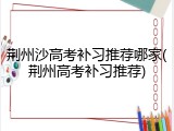 荆州沙高考补习推荐哪家(荆州高考补习推荐)