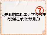 保定北的单招集训学校哪里有(保定单招集训校)