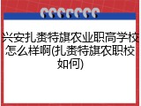 兴安扎赉特旗农业职高学校怎么样啊(扎赉特旗农职校如何)