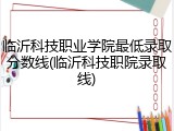临沂科技职业学院最低录取分数线(临沂科技职院录取线)