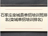 石家庄栾城县单招培训班排名(栾城单招培训排名)
