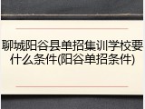 聊城阳谷县单招集训学校要什么条件(阳谷单招条件)