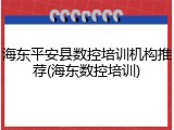 海东平安县数控培训机构推荐(海东数控培训)
