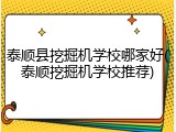 泰顺县挖掘机学校哪家好(泰顺挖掘机学校推荐)