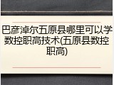 巴彦淖尔五原县哪里可以学数控职高技术(五原县数控职高)