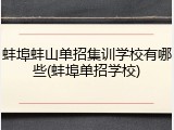 蚌埠蚌山单招集训学校有哪些(蚌埠单招学校)