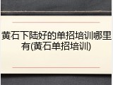 黄石下陆好的单招培训哪里有(黄石单招培训)
