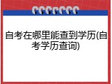 自考在哪里能查到学历(自考学历查询)