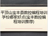平顶山宝丰县数控编程培训学校哪家好点(宝丰数控编程培训推荐)