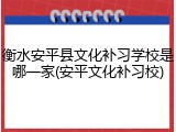 衡水安平县文化补习学校是哪一家(安平文化补习校)