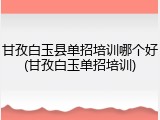 甘孜白玉县单招培训哪个好(甘孜白玉单招培训)