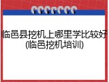 临邑县挖机上哪里学比较好(临邑挖机培训)