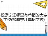 松原宁江哪里有单招的大专学校(松原宁江单招学校)