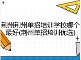荆州荆州单招培训学校哪个最好(荆州单招培训优选)