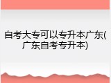 自考大专可以专升本广东(广东自考专升本)