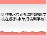 商洛柞水县正规单招培训学校在哪(柞水单招培训学校)
