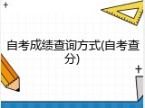 自考成绩查询方式(自考查分)