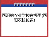 酉阳的农业学校在哪里(酉阳农校位置)