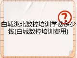 白城洮北数控培训学费多少钱(白城数控培训费用)