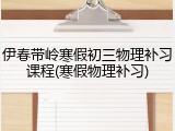 伊春带岭寒假初三物理补习课程(寒假物理补习)