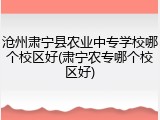 沧州肃宁县农业中专学校哪个校区好(肃宁农专哪个校区好)