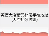 黄石大冶精品补习学校地址(大冶补习校址)