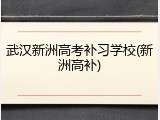 武汉新洲高考补习学校(新洲高补)