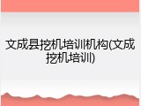文成县挖机培训机构(文成挖机培训)