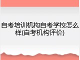自考培训机构自考学校怎么样(自考机构评价)