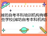 潍坊自考本科培训机构有哪些学校(潍坊自考本科机构)