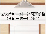 武汉蔡甸一对一补习班价格(蔡甸一对一补习价)