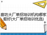 廊坊大厂单招培训机构哪家最好(大厂单招培训优选)