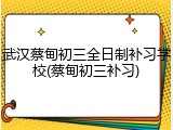 武汉蔡甸初三全日制补习学校(蔡甸初三补习)