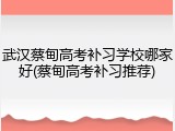 武汉蔡甸高考补习学校哪家好(蔡甸高考补习推荐)