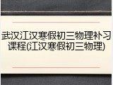 武汉江汉寒假初三物理补习课程(江汉寒假初三物理)