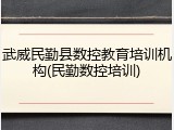 武威民勤县数控教育培训机构(民勤数控培训)
