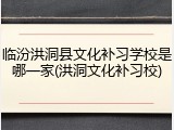 临汾洪洞县文化补习学校是哪一家(洪洞文化补习校)