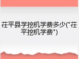 茌平县学挖机学费多少("茌平挖机学费")