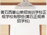黄石西塞山单招培训学校正规学校有那些(黄石正规单招学校)