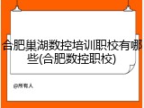 合肥巢湖数控培训职校有哪些(合肥数控职校)
